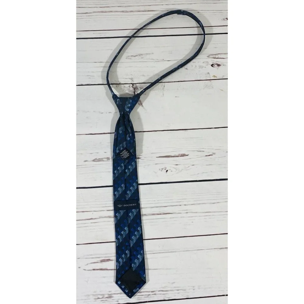 Dockers Boys Zipper Striped Neck Tie Blue Easter Kids Easter Wedding Spring